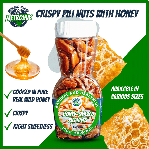 Sesame Coated Honey Glazed Pili Nuts in a Bottle